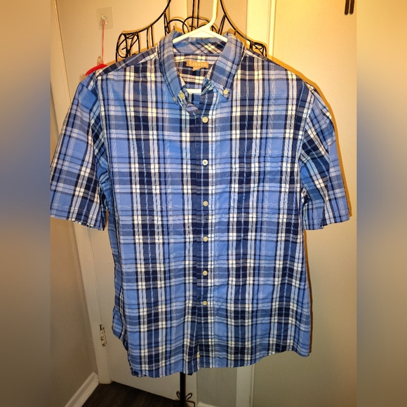 George Other - Men's Short Sleeve Plaid Shirt.. George.. Large 42-44